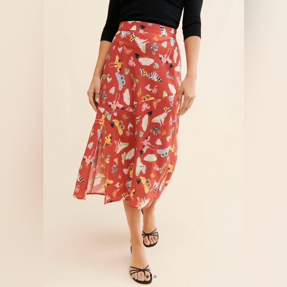 Hutch Butterfly Printed Midi Skirt Colorful Size 2